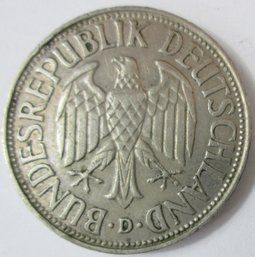 Authentic Germany Issue Coin, Dated 1956, One 1 DEUTSCHEMARK Denomination, SILVER Content, Discontinued
