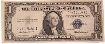 Authentic 1935F Series, One $1 Dollar SILVER CERTIFICATE, Crisp, Robert B. Anderson, Blue Seal, United States