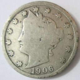 Authentic 1906P 'v' LIBERTY NICKEL $.05, PHILADELPHIA Mint, United States, Discontinued Victory Type Coin