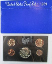 SET Of 5 COINS! Authentic 1969S PROOF SET, Uncirculated, 40 Percent SILVER Kennedy Half, United States