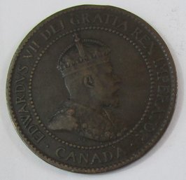 Authentic CANADA Issue Coin, Dated 1902, One $.01 Penny Cent, Edward VII, Discontinued Style, Copper Content