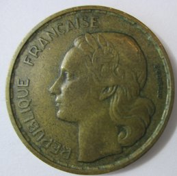 Authentic FRANCE Issue Coin, Dated 1951B, Twenty 20 FRANCS Denomination, Bronze Content