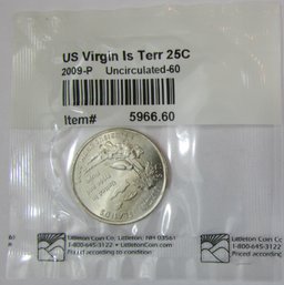 Authentic 2009P Washington Quarter, Commemorative VIRGIN ISLANDS, Philadelphia Mint, BU, Copper Nickel Clad