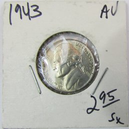 Authentic JEFFERSON Wartime NICKEL $.05, Dated 1943P, Philadelphia Mint, 35 Percent Silver, Discontinued
