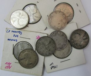 Set Of 10! Authentic CANADA Issue Coins, Mixed Dates, STAG Quarter $.25 Cents, Silver Content