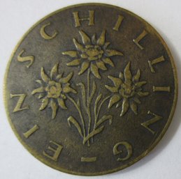 Authentic AUSTRIA Issue Coin, Dated 1961, One 1 Schilling Denomination, Aluminum Bronze Content, Discontinued