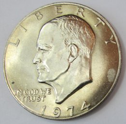 Authentic 1974P EISENHOWER DOLLAR $1.00, Philadelphia Mint, Copper Nickel Clad, Discontinued United States
