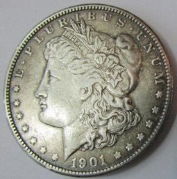 Authentic 1901O MORGAN SILVER Dollar $1.00, New Orleans Mint, 90 Percent SILVER, Discontinued United States