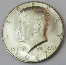 Authentic 1967P KENNEDY SILVER Half Dollar $.50, Philadelphia Mint, 40 Percent Silver, United States