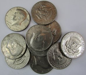 Set Of 10 Coins! Authentic KENNEDY Half Dollars $.50, Mixed Dates, Copper Nickel Clad Content
