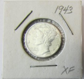 Authentic 1943P MERCURY SILVER DIME $.10, PHILADELPHIA Mint, 90 Percent Silver, Discontinued United States