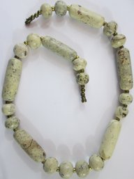 Vintage NECKLACE, Heavy Chunky OFF WHITE Beads, Approximately 20' Long, Functional Barrel Closure