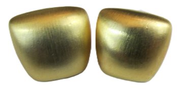 Vintage ANNE KLEIN Brand, Pierced EARRINGS, Domed Trapezoid Shape, Brushed Gold Tone Base Metal, Post Backings