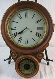 Vintage WALL CLOCK, WOODEN Case, Key Wind, Pendulum, Approximately 24' Long