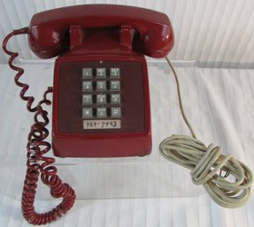 Vintage BELL TELEPHONE - WESTERN ELECTRIC Brand, PUSH BUTTON DIAL Telephone, RED Color