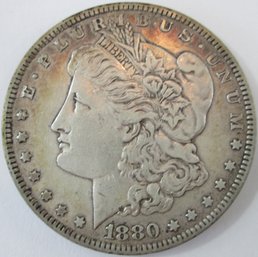 Authentic 1880P MORGAN SILVER Dollar $1.00, Philadelphia Mint, 90 Percent SILVER, Discontinued United States