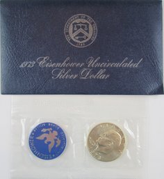 Authentic 1973S EISENHOWER DOLLAR $1.00, San Francisco Mint, 40 Percent SILVER, Brilliant Uncirculated, US