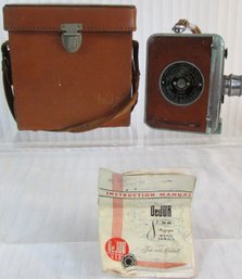 Vintage DeJUR Brand, 8mm Movie CAMERA, Model D-100, Approximately 6'