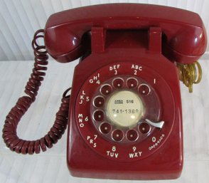 Vintage BELL TELEPHONE - WESTERN ELECTRIC Brand, ROTARY DIAL Telephone, RED Color