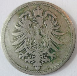 Authentic GERMANY Issue Coin, Dated 1871, Ten 10 Pfennig Denomination, Copper Nickel Content, Discontinued
