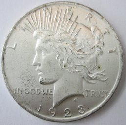 Authentic 1923P PEACE SILVER Dollar $1.00, PHILADELPHIA Mint, 90 Percent SILVER, Discontinued United States
