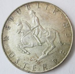 Authentic AUSTRIA Issue, Dated 1961, Five 5 Schillings, Silver Content, Discontinued Style