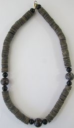 Vintage Bead NECKLACE, Chunky Sequin Style With Black Accents, Functional Clasp Closure