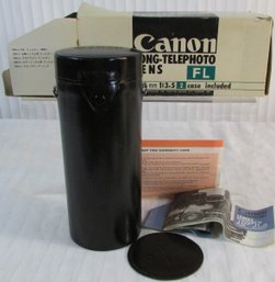 Vintage CANON Brand, FL Camera LONG TELEPHOTO LENS With Caps, Approx 8' Long