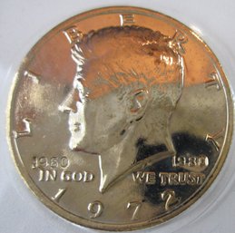 Authentic 1972P KENNEDY HALF DOLLAR $.50, Stamped 1960 & 1980, Gold Plated, Discontinued United States
