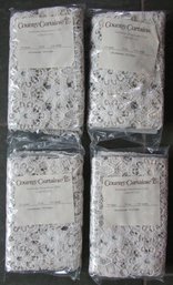 NOS! Set Of 4 Pieces! Country Curtains Brand, VALENCE Panels, ECRU Color, MACRAME MEDALLION Pattern