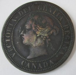 Authentic CANADA Issue, Dated 1882, One $.01 CENT, Depicts Victoria, Discontinued Style, Copper Content