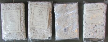 NOS! Set Of 4 Pieces! Country Curtains Brand, VALENCE Panels, ECRU Color, MACRAME MEDALLION Pattern