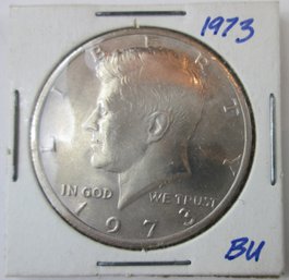 Authentic 1973P KENNEDY HALF DOLLAR $.50, Philadelphia Mint, Clad Composition, Discontinued United States