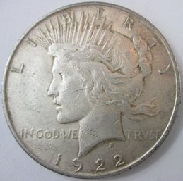 Authentic 1922P PEACE SILVER Dollar $1.00, Philadelphia Mint, 90 Percent SILVER, Discontinued United States