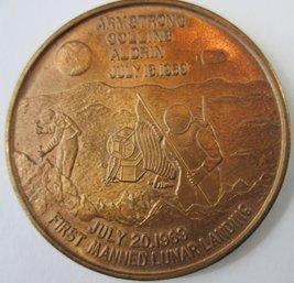 Authentic APOLLO Commemorative Medal, Dated 1969, Copper Tone, $ Dollar Size