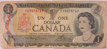 Authentic Bank Of CANADA Note, Dated 1973 Series, Genuine One $1 Dollar, Currency Bill