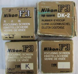 SET Of 4! Vintage NIKON Brand, FOCUSING SCREENS & Eyecup, Looks Like Original Packaging