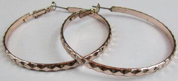 Contemporary PAIR Pierced EARRINGS, Oversized Hoop Style, Lightweight Base Metal Construction