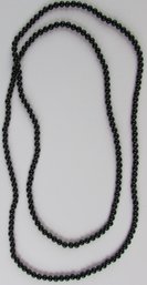 Vintage Single Strand Necklace, BLACK Mini Beads, Slip Over Style, Approximately 34' Length