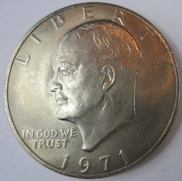 Authentic 1971P EISENHOWER DOLLAR $1.00, First Year Of Issue, Philadelphia Mint, Clad Content, United States