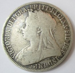 Authentic Great Britain United Kingdom Coin, Dated 1900, One 1 Florin Two 2 Shillings, Silver Content