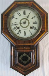 Vintage WALL CLOCK, WOODEN Case, Key Wind, Pendulum, Approximately 18' Long