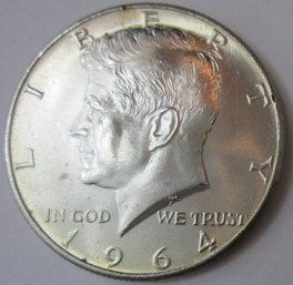 Authentic 1964P KENNEDY SILVER Half Dollar $.50, Philadelphia Mint, 90 Percent Silver, Discontinued USA