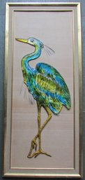 Vintage Z. DANJELL Creations, MCM Dimensional Wall Art HERON,  Large Approximately 42' X 18.5,' Nicely Framed