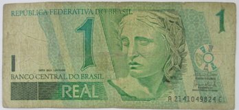 Authentic BRAZIL Issue Banknote, Genuine Um One 1 REAL Denomination, Currency Bill