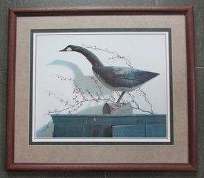 Vintage PAULINE EBLE CAMPANELLI Print, Decoy With Bittersweet, Large Approximately 41' X 35.5,' Nicely Framed