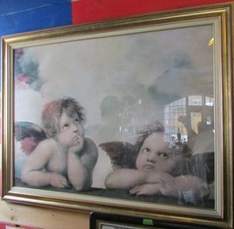 Vintage RAPHAEL Reproduction, SISTINE ANGELS, Large Approximately 55' X 43,' Nicely Framed
