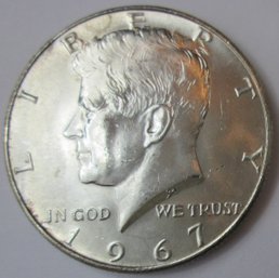 Authentic 1967P KENNEDY SILVER Half Dollar $.50, Philadelphia Mint, 40 Percent Silver, United States