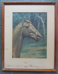 Vintage Signed GEORGE FORD MORRIS Print, Portrait Of A Horse, Approximately 26' X 20,' Framed