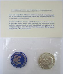 Authentic 1973S EISENHOWER DOLLAR $1.00, San Francisco Mint, 40 Percent SILVER, Brilliant Uncirculated, US